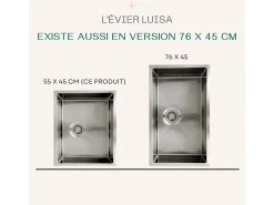 Luisa Fregadero 1 seno grande 76x45 en acero inoxidable Essebagno