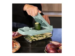 Mandolina multifuncional con 8 cuchillas de acero inoxidable - Recipiente de 1,5 L apto para lavavajillas