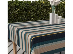 Mantel estampado antimanchas 140x300 cm BAYADERES azul, por Soleil d'Ocre