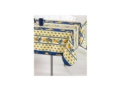 Mantel provenzal rectangular o redondo de poliéster antimanchas Azul limón 150 x 300 cm