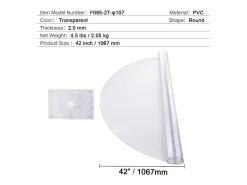 Mantel Transparente SucceBuy Protector de Mesa de PVC de 106 cm, Almohadilla de Escritorio Redonda de Plástico Transparente, 2 mm de Grosor