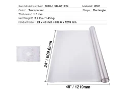 Mantel Transparente SucceBuy Protector de Mesa de PVC, 61 x 122 cm, Tapete de Escritorio de Plástico Esmerilado, 1,5 mm de Grosor