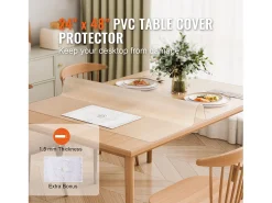 Mantel Transparente SucceBuy Protector de Mesa de PVC, 61 x 122 cm, Tapete de Escritorio de Plástico Esmerilado, 1,5 mm de Grosor