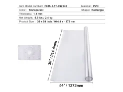 Mantel Transparente SucceBuy Protector de Mesa de PVC, 91 x 137 cm, Protector de Escritorio de Plástico Transparente, 1,5 mm de Grosor