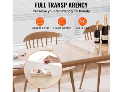 Mantel Transparente SucceBuy Protector de Mesa de PVC de 61 x 243 cm, Tapete de Escritorio de Plástico Transparente, 1.5 mm de Grosor