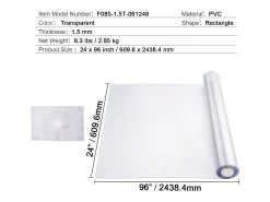 Mantel Transparente SucceBuy Protector de Mesa de PVC de 61 x 243 cm, Tapete de Escritorio de Plástico Transparente, 1.5 mm de Grosor