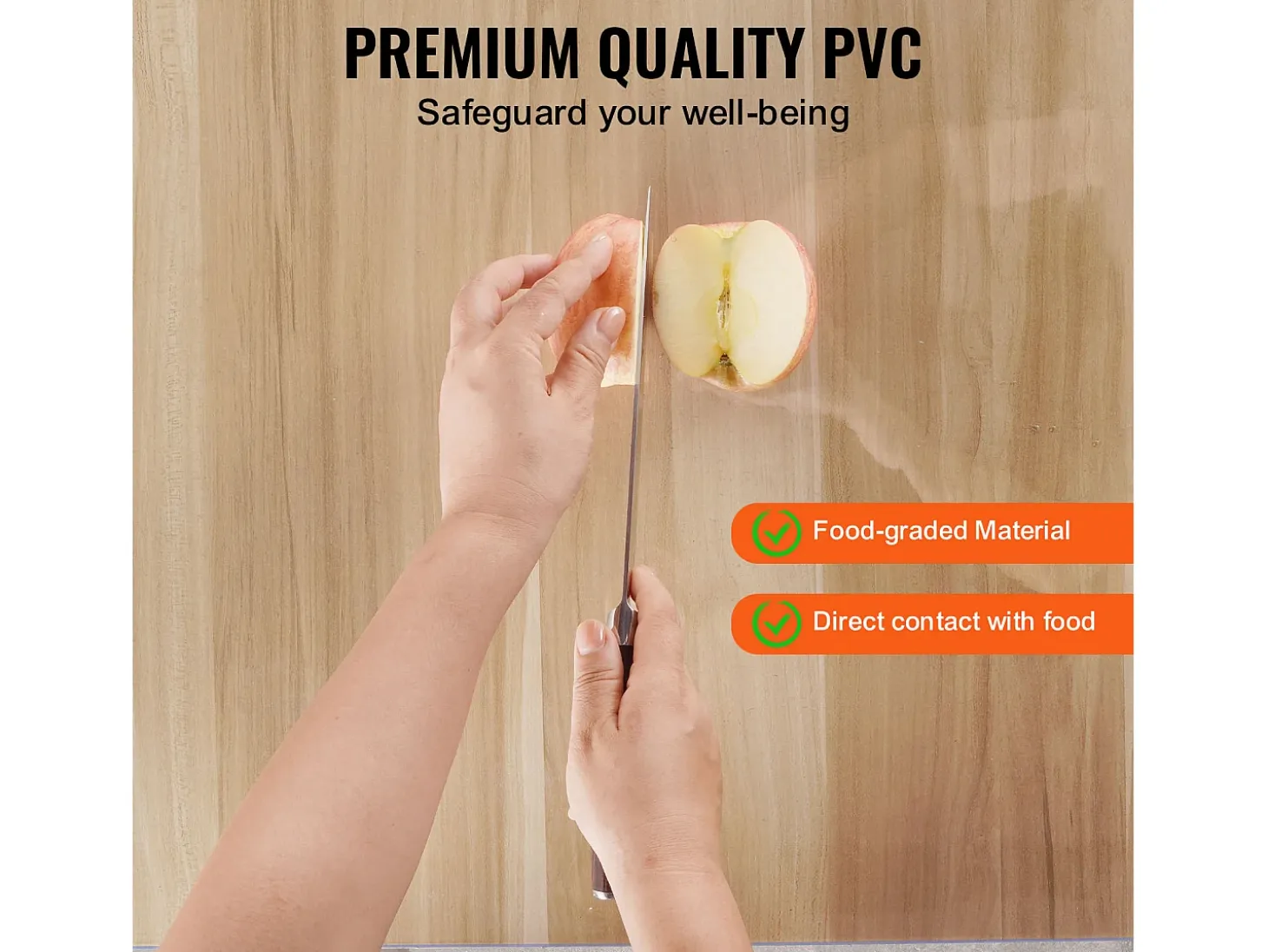 Mantel Transparente SucceBuy Protector de Mesa de PVC de 61 x 243 cm, Tapete de Escritorio de Plástico Transparente, 1.5 mm de Grosor