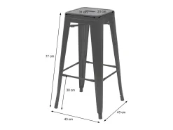 MCW-A73 Taburete de bar de metal (set de 4), blanco