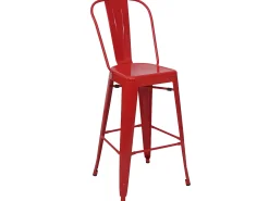 MCW-A73 Taburete de bar de metal (set de 4), rojo
