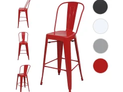 MCW-A73 Taburete de bar de metal (set de 4), rojo
