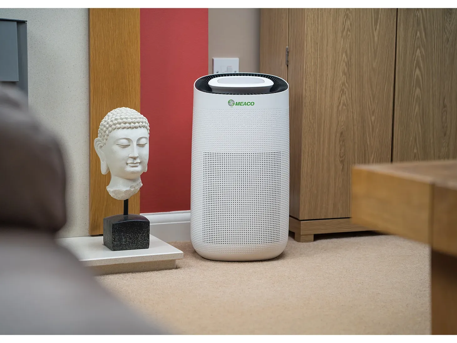 MEACO MeacoClean CA-HEPA 76x5, purificador de aire Wi-Fi, HEPA H13, ultrasilencioso 25 dB, sensor de calidad del aire, para hogar/oficina, blanco