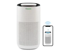 MEACO MeacoClean CA-HEPA 76x5, purificador de aire Wi-Fi, HEPA H13, ultrasilencioso 25 dB, sensor de calidad del aire, para hogar/oficina, blanco