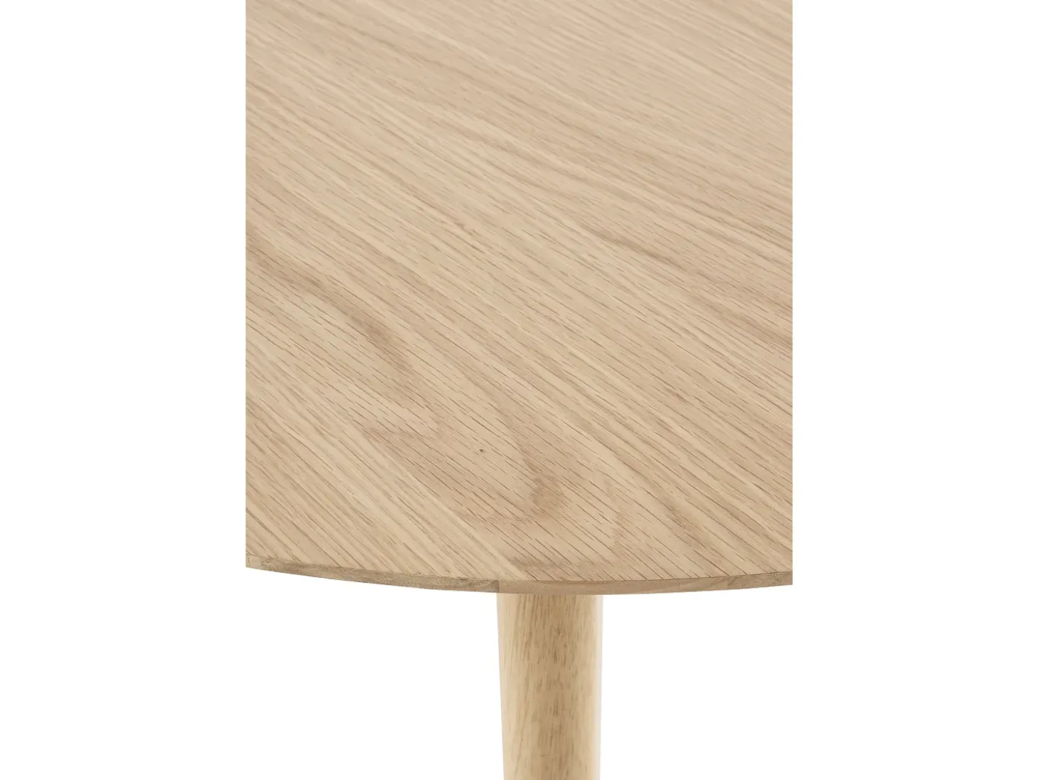 Mesa 80 diametro patas madera de hevea con sobre chapado en roble