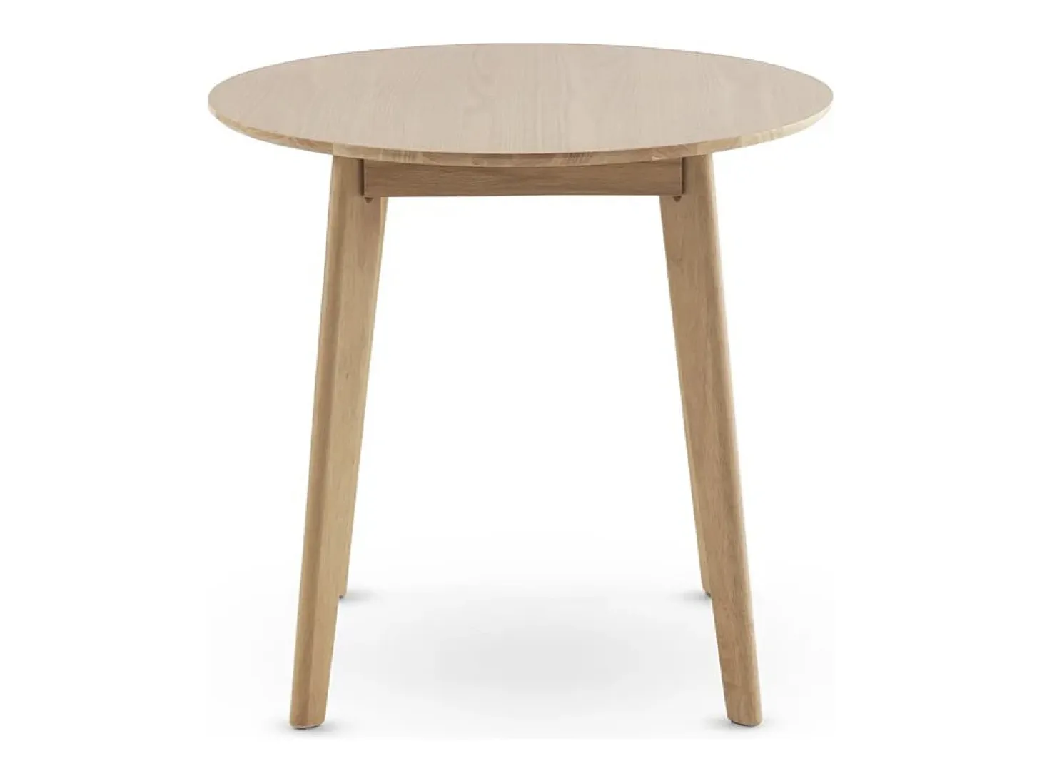 Mesa 80 diametro patas madera de hevea con sobre chapado en roble