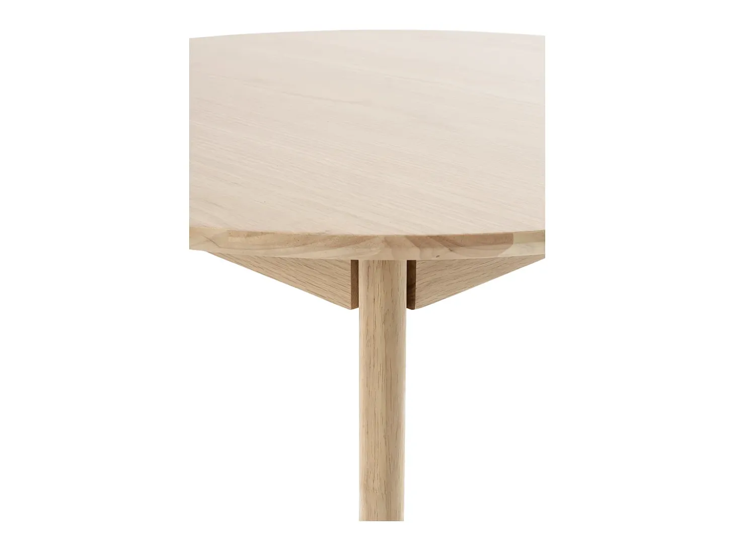 Mesa 80 diametro patas madera de hevea con sobre chapado en roble