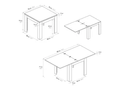 Mesa abatible 90×90-180×90 cm acabado fresno blanco - LIPARI
