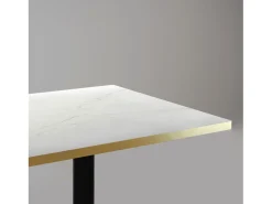 Mesa alta 60 x 60 cm - modelo Milán mármol Paros con cantos de latón