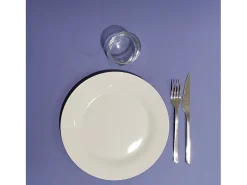 Mesa alta 60 x 60 cm - modelo Bazila nota azul cantos madera