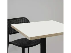 Mesa alta 60 x 60 cm - modelo Bazila cantos madera blanca