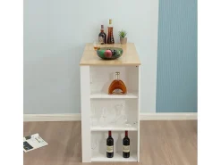 Mesa alta bar cocina moderna taburetes con estantes Charmes - Blanco - Roble