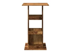Mesa alta bar con almacenaje madera envejecida 60x60x102 cm