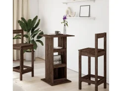 Mesa alta bar con almacenaje madera marrón roble 60x60x102 cm