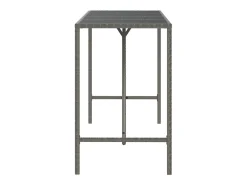 Mesa alta bar con superficie vidrio ratán PE gris 180x70x110 cm ES574735