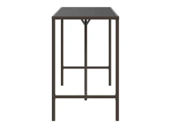 Mesa alta bar superficie vidrio ratán PE marrón 180x70x110 cm ES120038