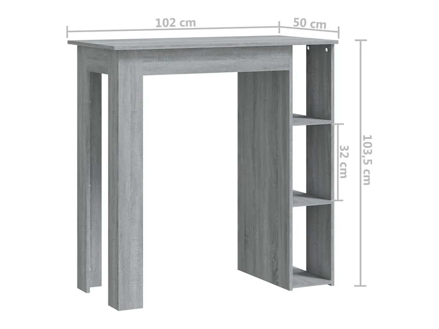 Mesa alta con estante gris Sonoma 102x50x103,5 cm