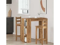 Mesa alta con estante madera roble artisan 102x50x103,5 cm