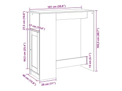 Mesa alta con estantes madera roble artisian 101x40x103,5 cm