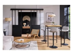 Mesa alta cuadrada en madera de mango y metal negro YPSTER