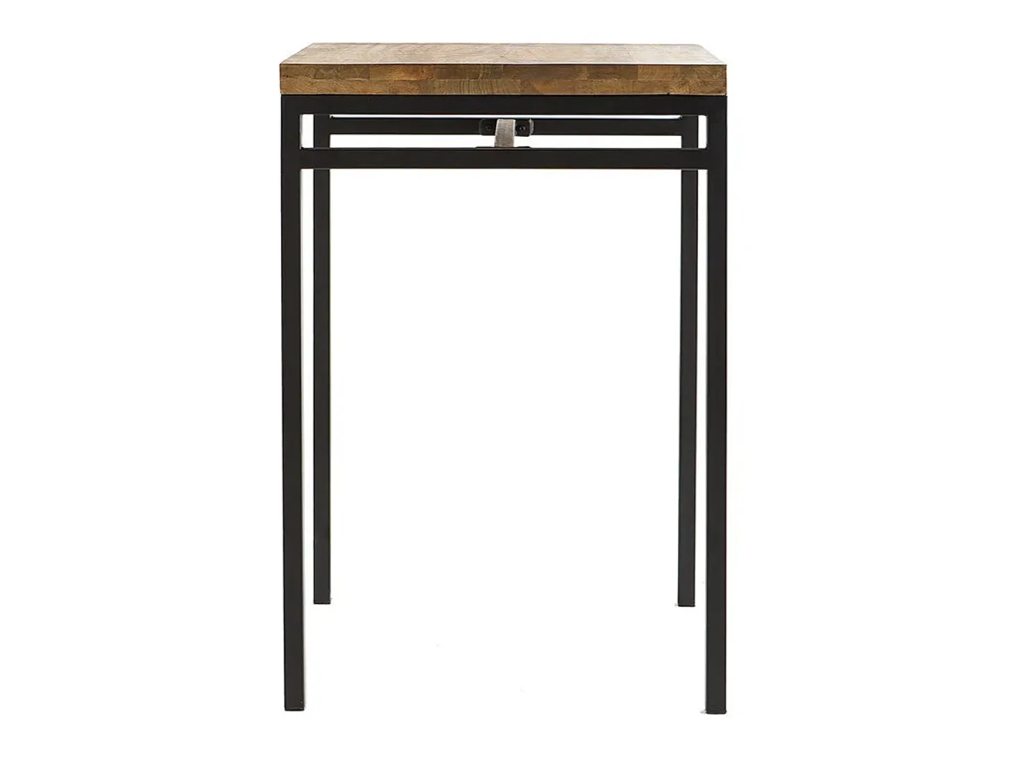 Mesa alta cuadrada en madera de mango y metal negro YPSTER