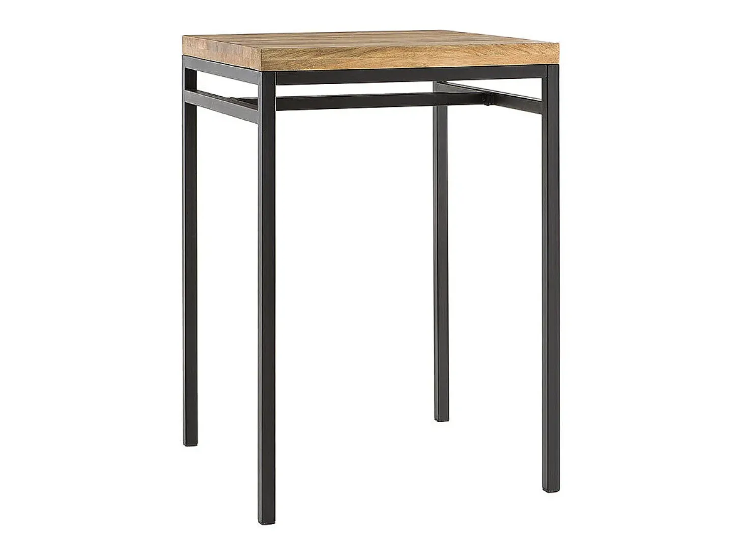 Mesa alta cuadrada en madera de mango y metal negro YPSTER