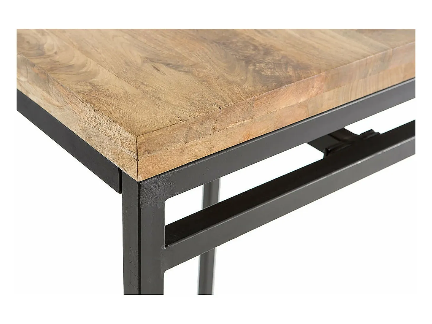 Mesa alta cuadrada en madera de mango y metal negro YPSTER