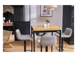 Mesa alta cuadrada en madera de mango y metal negro YPSTER