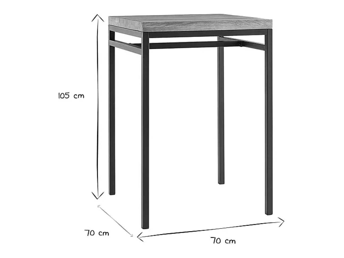 Mesa alta cuadrada en madera de mango y metal negro YPSTER
