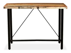 Mesa alta de bar de madera maciza reciclada 150x70x107 cm