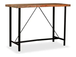 Mesa alta de bar de madera maciza reciclada 150x70x107 cm