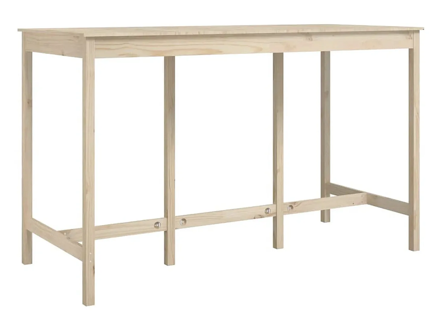 Mesa alta de bar de madera maciza de pino 180x80x110 cm