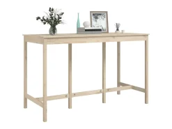 Mesa alta de bar de madera maciza de pino 180x80x110 cm