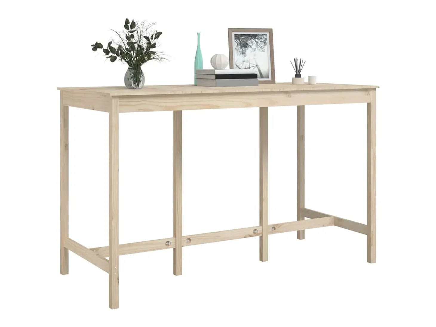 Mesa alta de bar de madera maciza de pino 180x80x110 cm