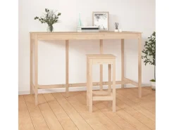 Mesa alta de bar de madera maciza de pino 180x80x110 cm