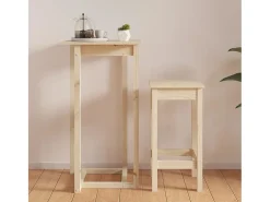 Mesa alta de bar de madera maciza de pino 60x60x110 cm