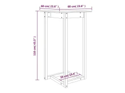 Mesa alta de bar de madera maciza de pino 60x60x110 cm