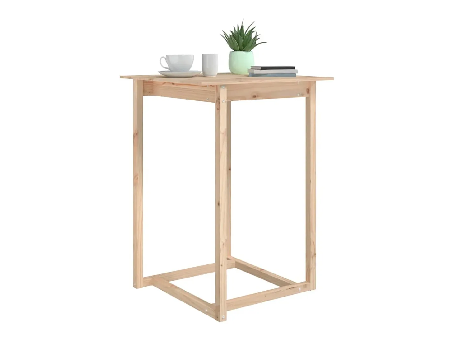 Mesa alta de bar de madera maciza de pino 80x80x110 cm