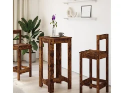 Mesa alta de bar madera ingeniería roble ahumado 51x50x103,5 cm