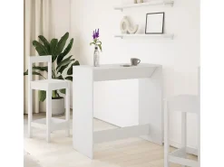 Mesa alta de bar madera ingeniería blanca 102x50x103,5 cm