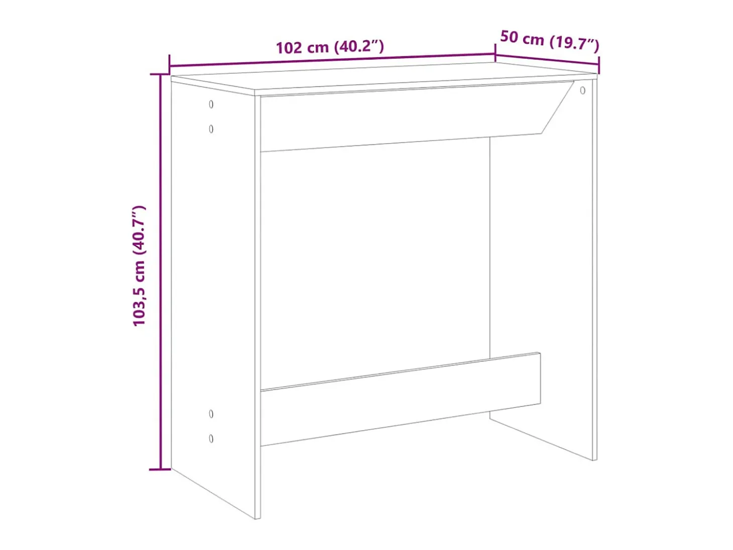 Mesa alta de bar madera ingeniería roble Sonoma 102x50x103,5 cm