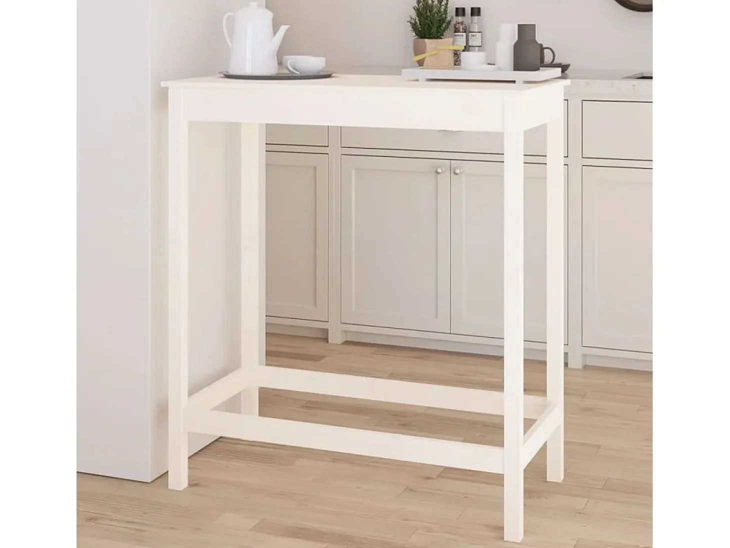 Mesa alta de bar madera maciza de pino blanco 100x50x110 cm